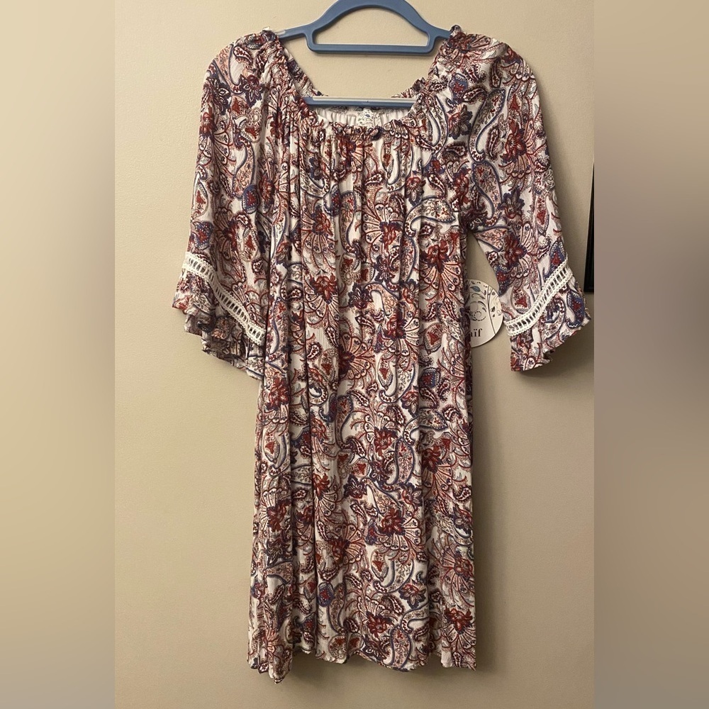 NAIF Paisley Dress with Lace Sleeves 🆕